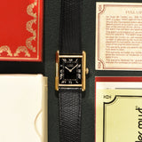 Cartier Tank 'Must De' Tuxedo Reverse Black Roman Complete Set