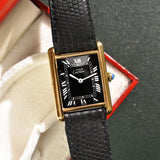 Cartier Tank 'Must De' Tuxedo Reverse Black Roman Complete Set