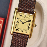 Cartier Tank 'Must De' Lemon Roman Complete Set - Rare Brazilian Hallmark