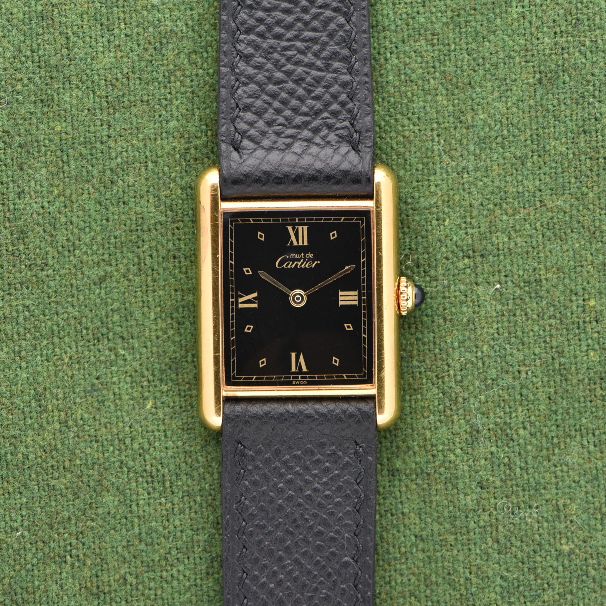 Cartier Must De Tank Black Gilt Dial Huntington Company