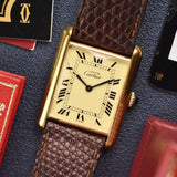 Cartier Tank 'Must De' Lemon Roman Complete Set - Rare Brazilian Hallmark
