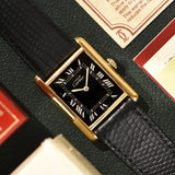 Cartier Tank 'Must De' Tuxedo Reverse Black Roman Complete Set