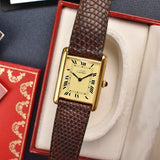 Cartier Tank 'Must De' Lemon Roman Complete Set - Rare Brazilian Hallmark