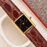 Cartier Must De Tank Black Gilt Dial - With Box
