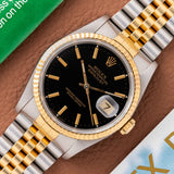 1991 Rolex Datejust Two Tone Black Dial - Box & Papers (Ref. 16233)