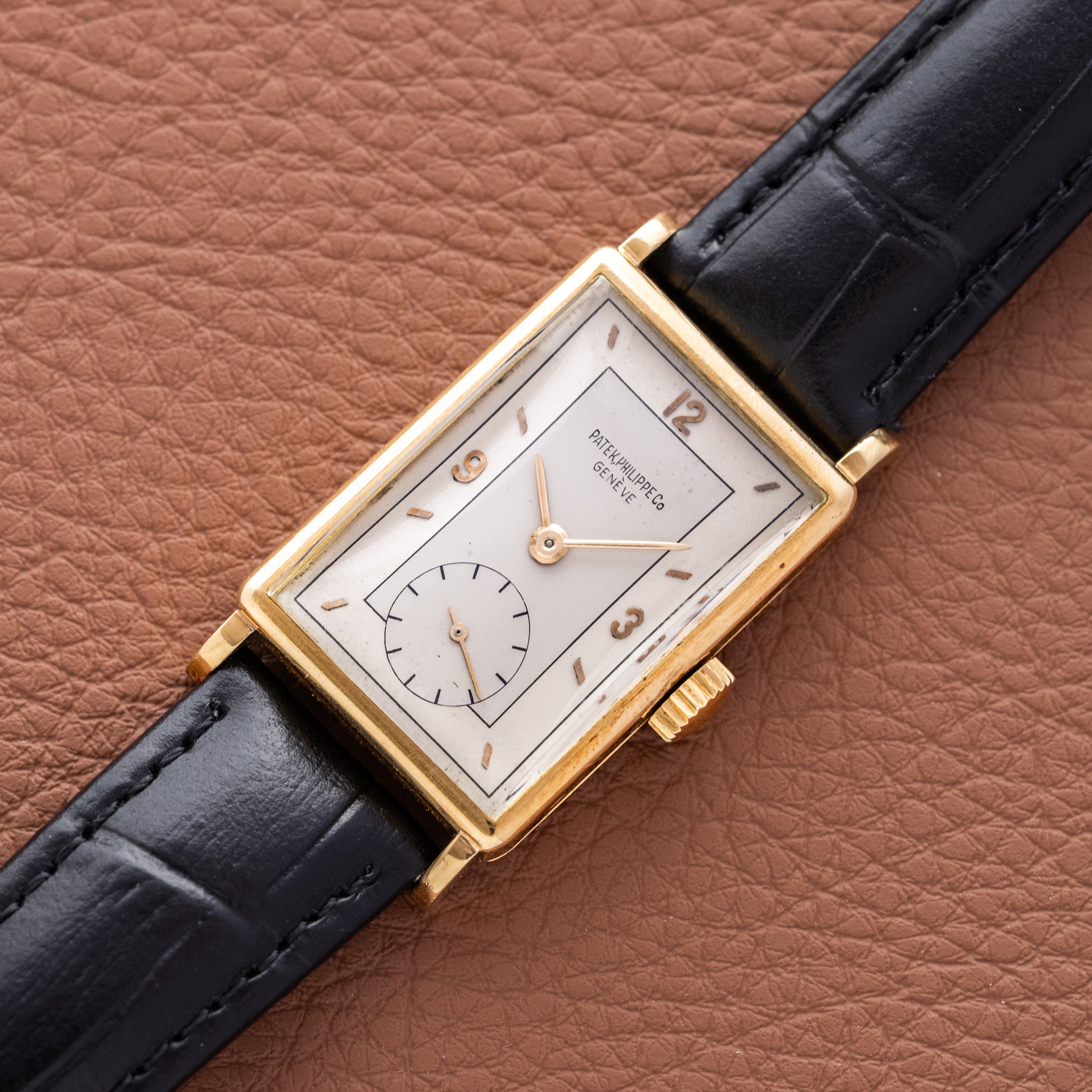 c. 1942 Patek Philippe Rectangular Sector Dial & Wenger Case (Ref