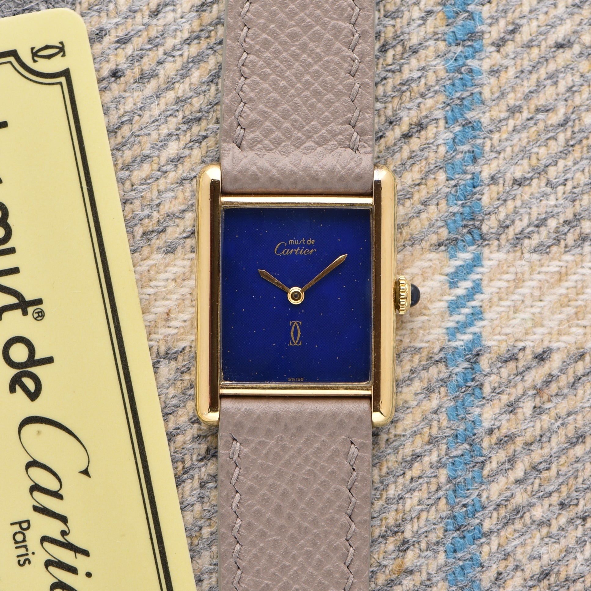 Cartier Must De Tank Lapis Blue Dial Box Papers Huntington