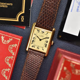 Cartier Tank 'Must De' Lemon Roman Complete Set - Rare Brazilian Hallmark
