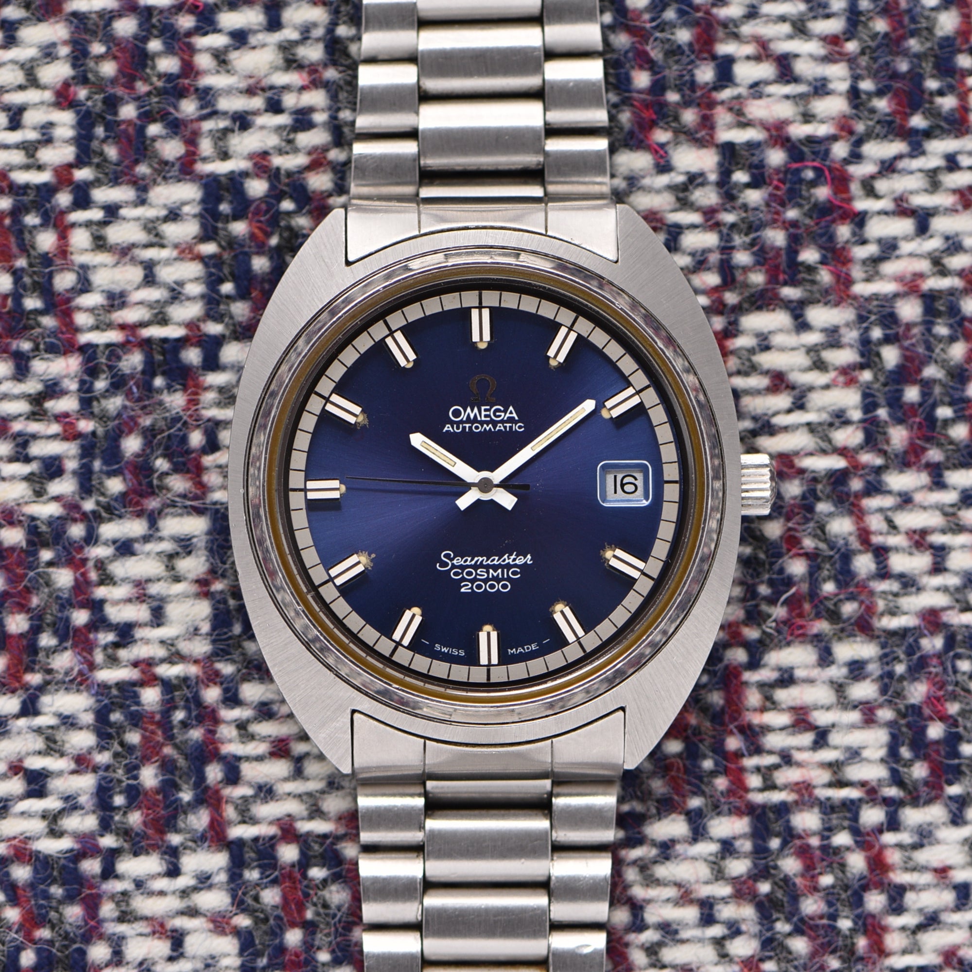 Omega Seamaster Cosmic 2000 Indigo Blue Tropical Dial Huntington Company