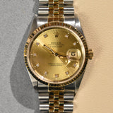 1991 Rolex Datejust 16233G Factory Diamond Dial Complete Set