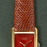Cartier Tank Must De Cartier Burgundy Red Dial **Pending Sale**