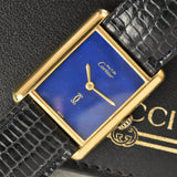 Cartier Tank Must De Cartier 'Lapis' Blue Dial MINT Condition