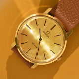 Omega Deville Solid Gold Shimmer Dial With Warranty Card