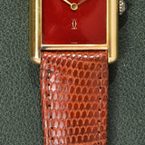 Cartier Tank Must De Cartier Burgundy Red Dial **Pending Sale**