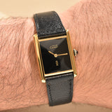 Cartier Tank Must De Cartier Black Dial With Original Strap and Buckle MINT