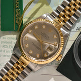 2001 Rolex Datejust 16233G Factory Diamond Dial Complete Set
