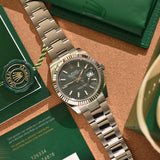 May 2023 Rolex Datejust 126334 Green Motif Brand New Complete Set