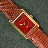 Cartier Tank Must De Cartier Burgundy Red Dial **Pending Sale**