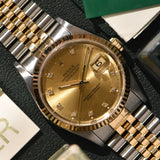 1991 Rolex Datejust 16233G Factory Diamond Dial Complete Set
