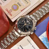 2001 Omega Speedmaster Triple Calendar 3523.80 Complete Set With Service Papers
