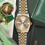 2001 Rolex Datejust 16233G Factory Diamond Dial Complete Set