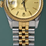 1987 Rolex Date 15053 Gold Engine Turn Bezel