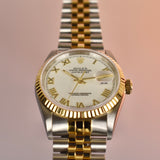 1995 Rolex Datejust 16233 White Roman Dial Box and Papers