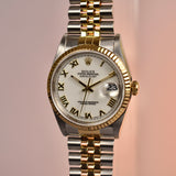 1995 Rolex Datejust 16233 White Roman Dial Box and Papers