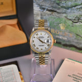 1995 Rolex Datejust 16233 White Roman Dial Box and Papers