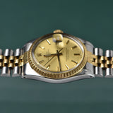1987 Rolex Date 15053 Gold Engine Turn Bezel