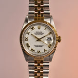 1995 Rolex Datejust 16233 White Roman Dial Box and Papers