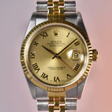 1996 Rolex Datejust 16233 Champagne Roman Complete Set