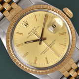 1987 Rolex Date 15053 Gold Engine Turn Bezel