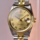 1996 Rolex Datejust 16233 Champagne Roman Complete Set