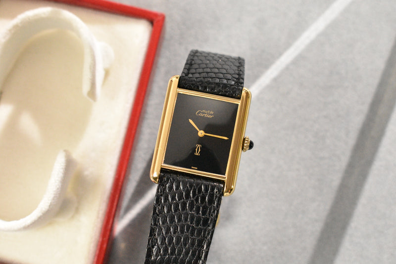 Cartier Tank Must De Cartier Black Dial With Box