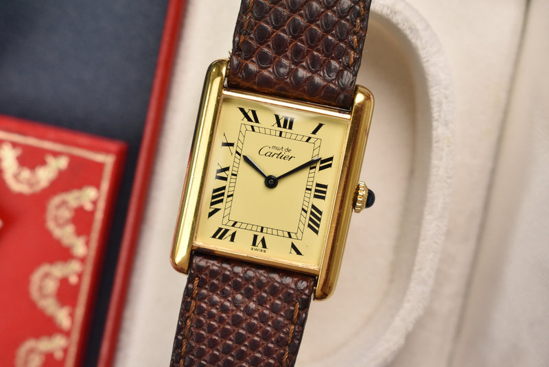 Cartier Tank 'Must De' Lemon Roman Complete Set - Rare Brazilian Hallmark