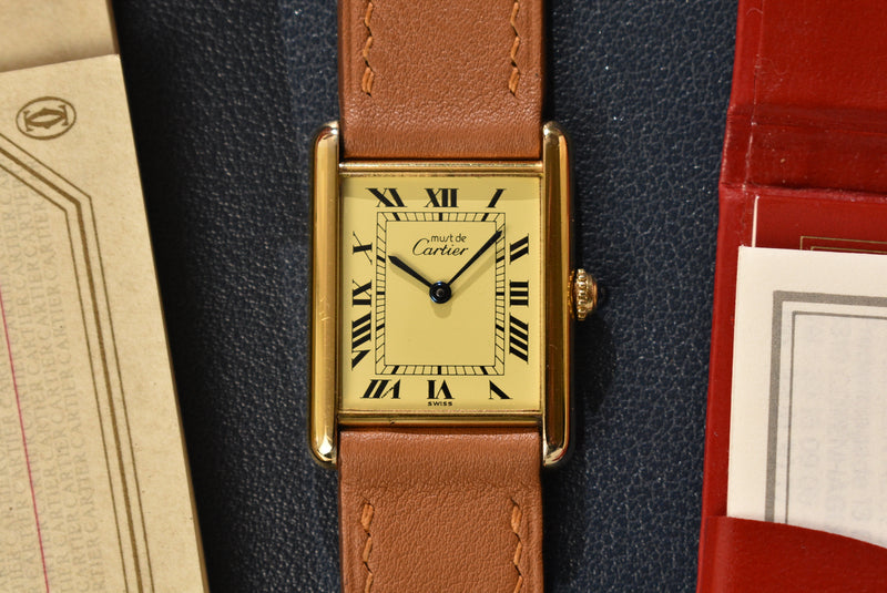 Cartier Tank 'Must De' Lemon Roman Complete Set