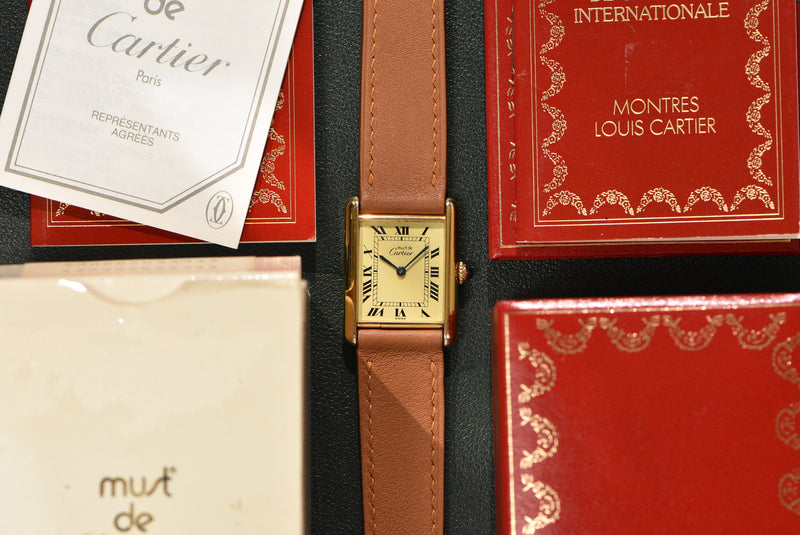Cartier Tank 'Must De' Lemon Roman Complete Set