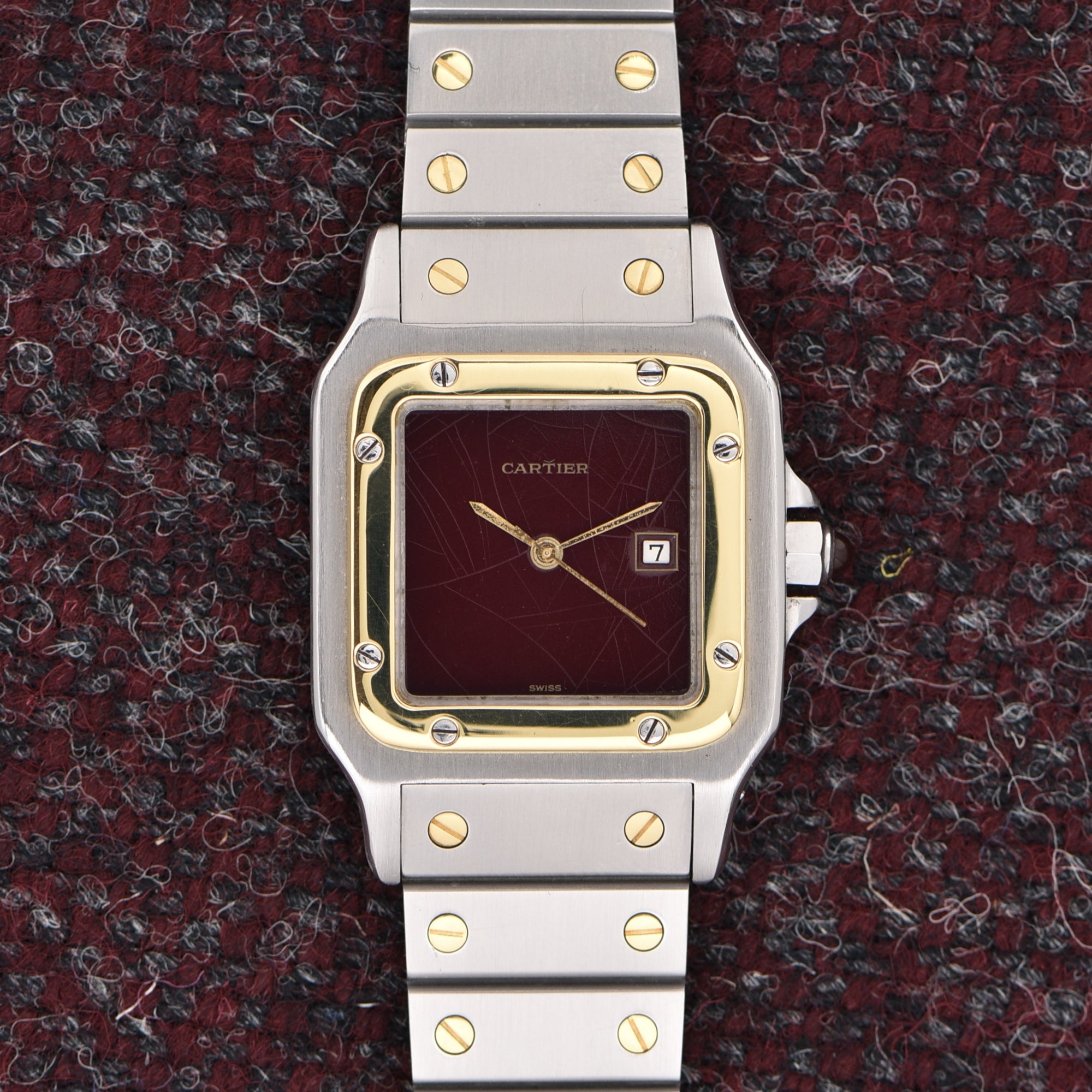 Cartier Santos Carree Bordeaux Two Tone