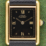 Cartier Must De Tank Black Gilt Dial