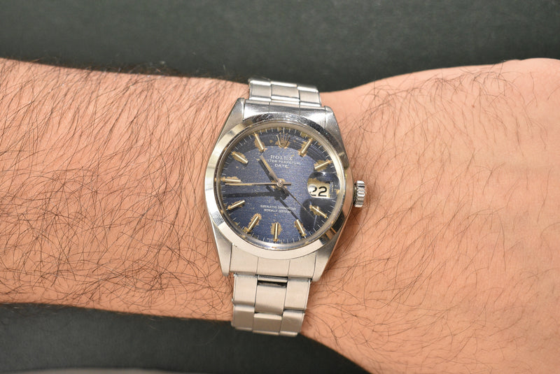 1969 Rolex Date 1500 Blue Dial With a C&I USA Rivited Bracelet
