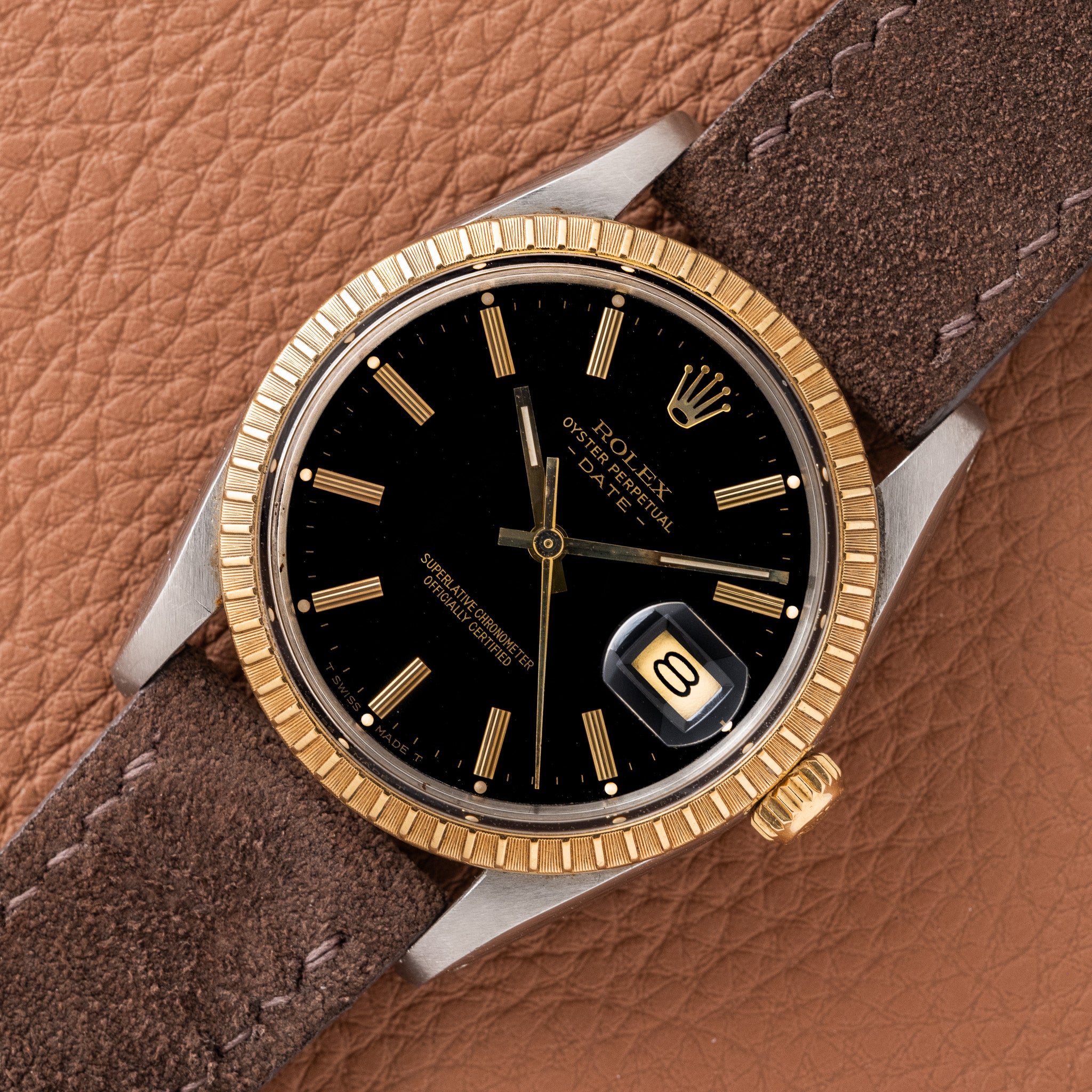 1987 Rolex Oyster Perpetual Date Black Gilt (Ref. 15053