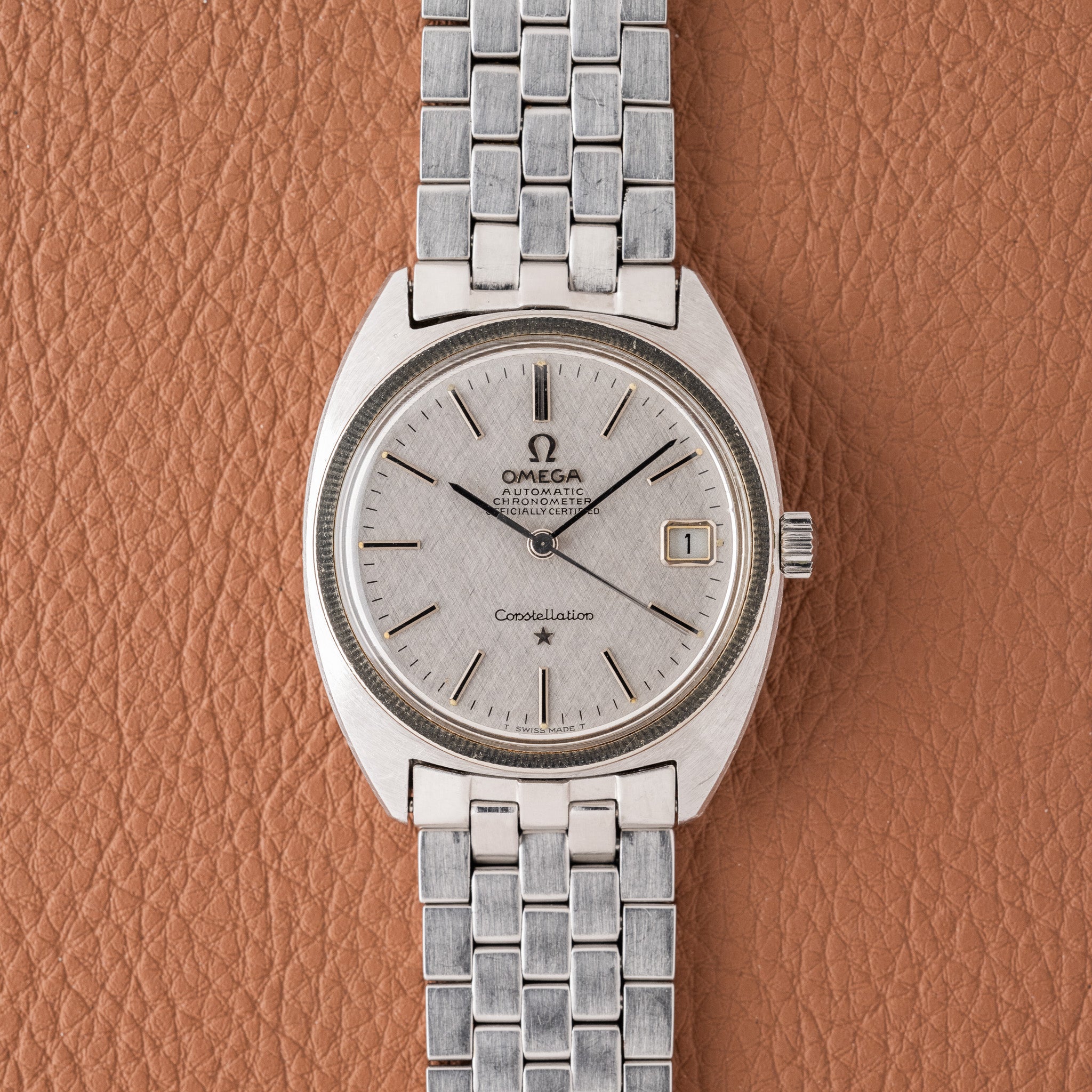 1970s Omega Constellation Linen Dial - Brick Bracelet (Ref