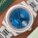 2016 Rolex Datejust 41 Blue Roman Dial - Box and Papers (Ref. 116334)