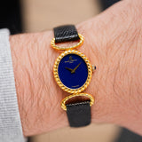 1970s Baume Et Mercier Gold Ellipse Rope Case and 'Lapis' Dial (Ref. 38320)