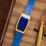 1970s Baume Et Mercier 18k Yellow Gold Allongee with 'Lapis' Dial (Ref. 37081)