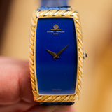 1970s Baume Et Mercier 18k Yellow Gold Allongee with 'Lapis' Dial (Ref. 37081)