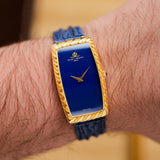 1970s Baume Et Mercier 18k Yellow Gold Allongee with 'Lapis' Dial (Ref. 37081)