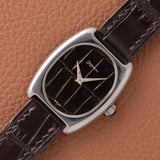 DeLaneau Tonneau Leather Dial White Gold Dress Watch