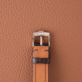 DeLaneau Tonneau Leather Dial White Gold Dress Watch